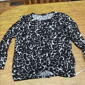 3/$10-Alyx Black and Gray Animal Print Blouse